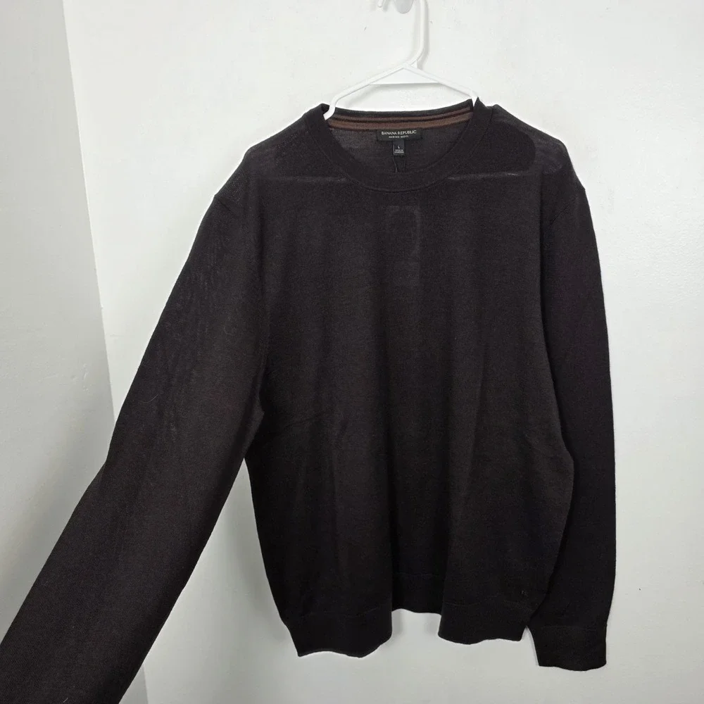 Banana Republic Brown 100% Merino Wool Crewneck Lightweight Sweater‎ Size Large